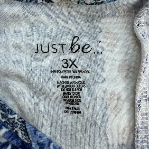 Just Be Women Plaid Patchwork Paisley Top Size 3X Blue Country Western Casual - Picture 3 of 7